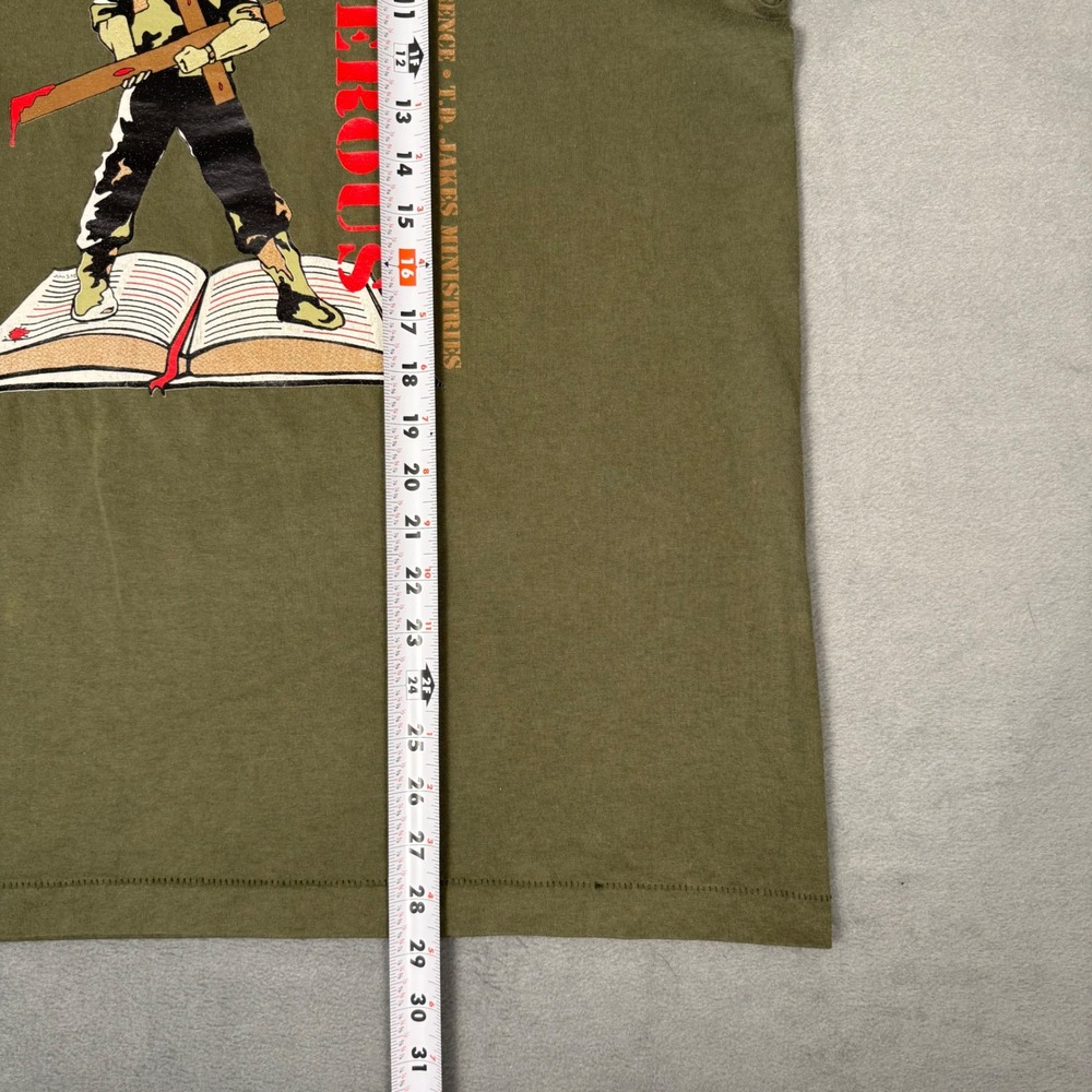 Vintage T.D. Jakes Manpower Conference Shirt XL Olive Armed and‎ Dangerous 90s - Picture 5 of 8